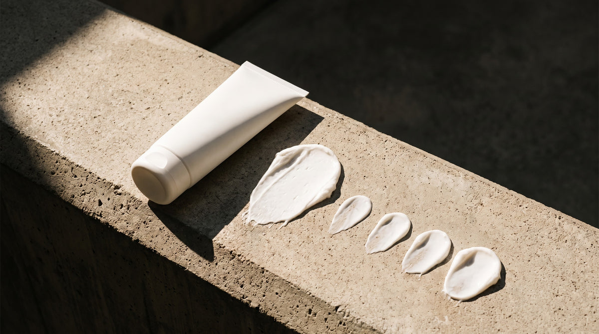 Urea body cream texture swatches — urea cream strengths from 5% to 40%