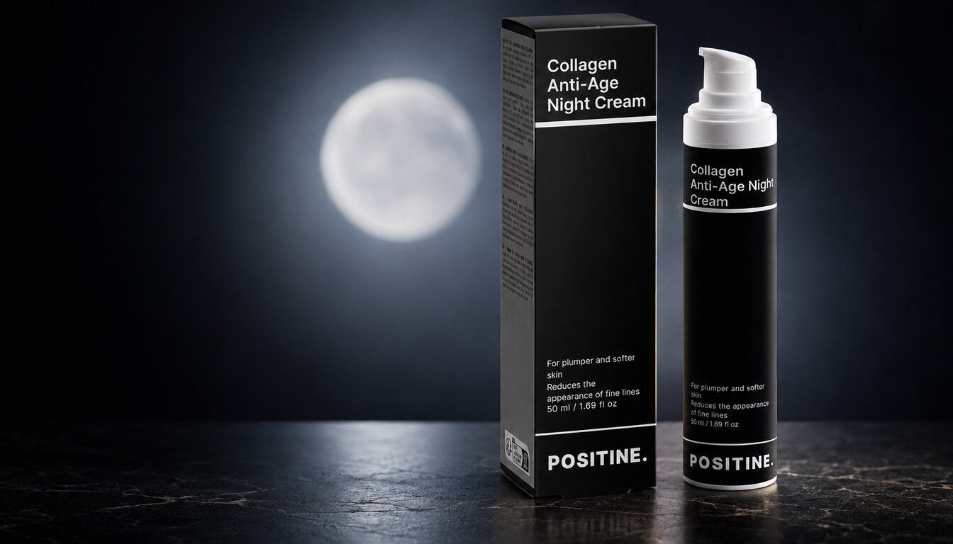 Positine Collagen Anti-Age Night Cream in a moonlit night setting