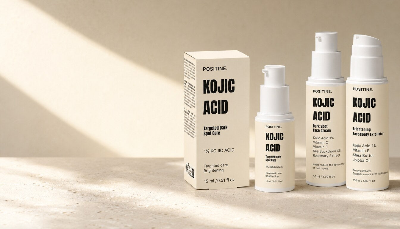 Positine kojic acid skincare routine for dark spots on the face