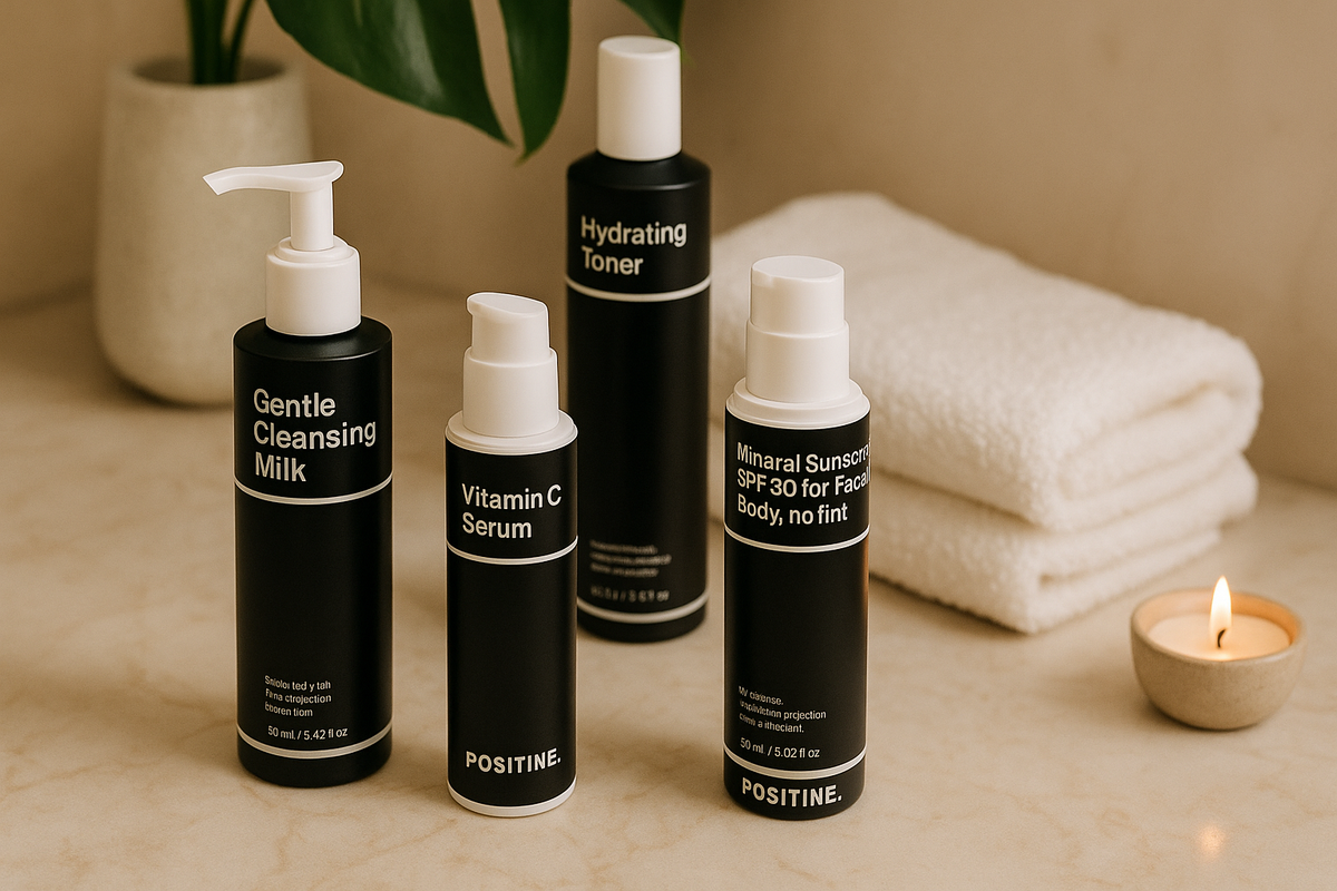 At-home spa ritual — weekend reset with face scrub, peeling concentrate and facial oil